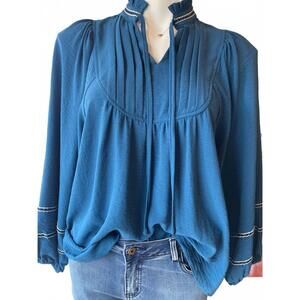 NEW UMGEE women's front yoke peasant top in teal